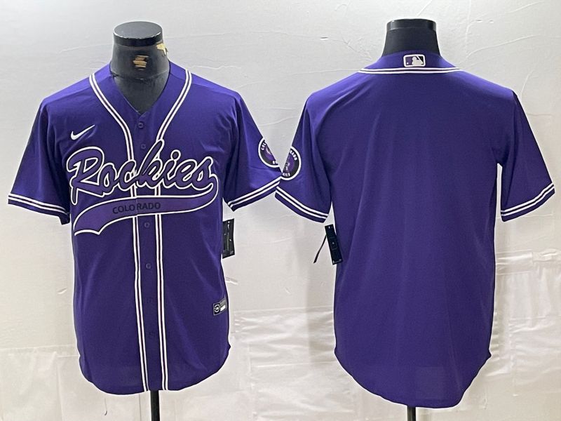 Men Colorado Rockies Blank Purple Joint name Nike 2024 MLB Jersey style 1